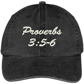Trendy Apparel Shop Bible Verse Proverbs 3:5-6 Embroidered Pigment Dyed Cotton Baseball Cap - Black