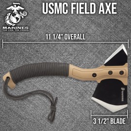 United Cutlery USMC Field Axe | TPU Belt Sheath | 6 1/2” Stainless Steel Axe | 11 1/4” Overall