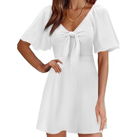 MixShe Summer Dresses for Women 2025 Italian Dress Fall Fashion Plus Size Beach Vacation Clothes Elegant Classy Sundresses Wedding Guest Maxi Seniors Outfits White Medium