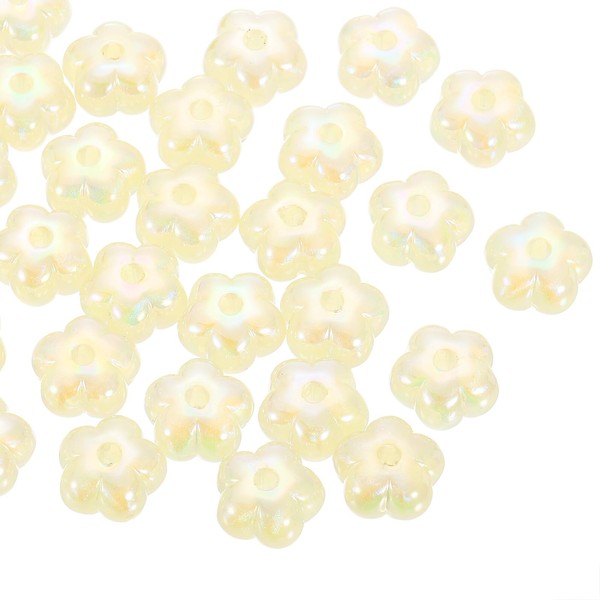 sourcing map 30Pcs Flower Acrylic Beads, 7x13mm Sparkle Flower Shape