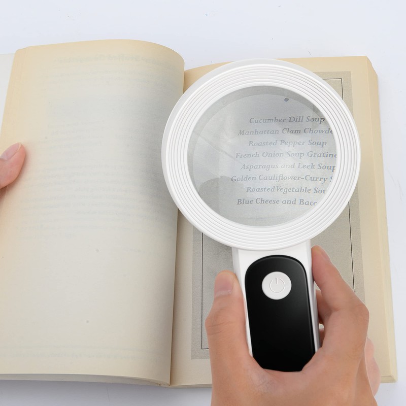 Magnifying Glass with Light, High Magnification Handheld Large Magnifying Glass