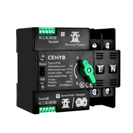 CENYB Automatic/Manual Transfer Switch for Home Generator 2P 63A AC110V Uninterrupted Power Supply DIN Rail Mount Toggle Changeover Module