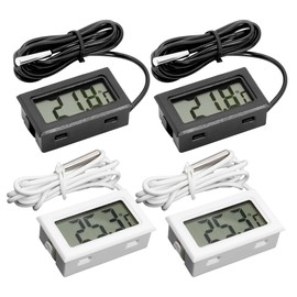 CHEFINLUX Digitales Mini-Thermometer, Sonde, 4 Stück, ideal für Küche, Kühlschrank, Aquarium, Außenbereich, Innenbereich, Küchenthermometer, Digitalthermometer, 2 x Weiß, 2 x Schwarz