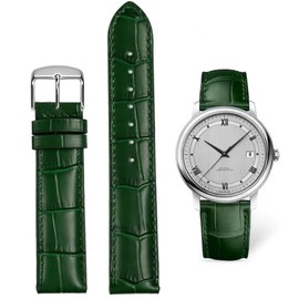 HEYOZURY Watch Bands Genuine Leather Embossed Alligator Grain Calfskin Replacement Strap for Women Men Bracelet Choose Color Width 16mm 17mm 18mm 19mm 20mm 21mm 22mm 22mm 24mm