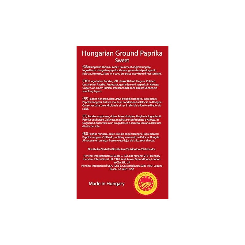 Hungarian Sweet Paprika (100g) in Strong Paper Bag, Imported from