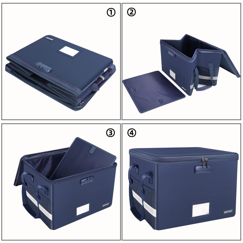 ENGPOW File Box with Lock, Fireproof Document Box with Pockets,