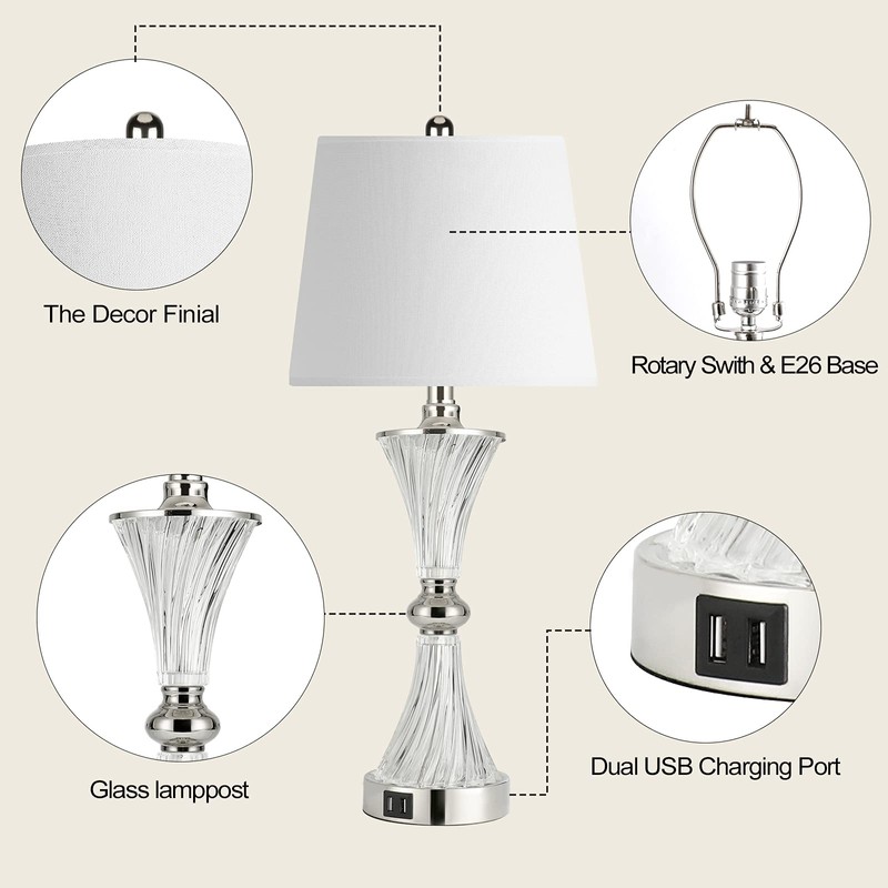 Hamucd Touch Control Table Lamp for Bedrooms 3 Way Dimmable