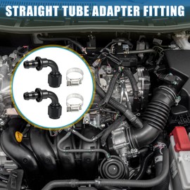 A ABSOPRO Hose End Fitting Fitting Adapter Oil Hose Fitting for Car 90 Degree Swivel Hose End for Rubber Fuel Line Aluminum Alloy Black 2pcs AN8