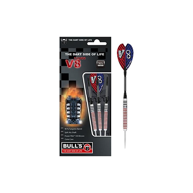 BULL'S V8 V2 Steel Dart 22g, Black
