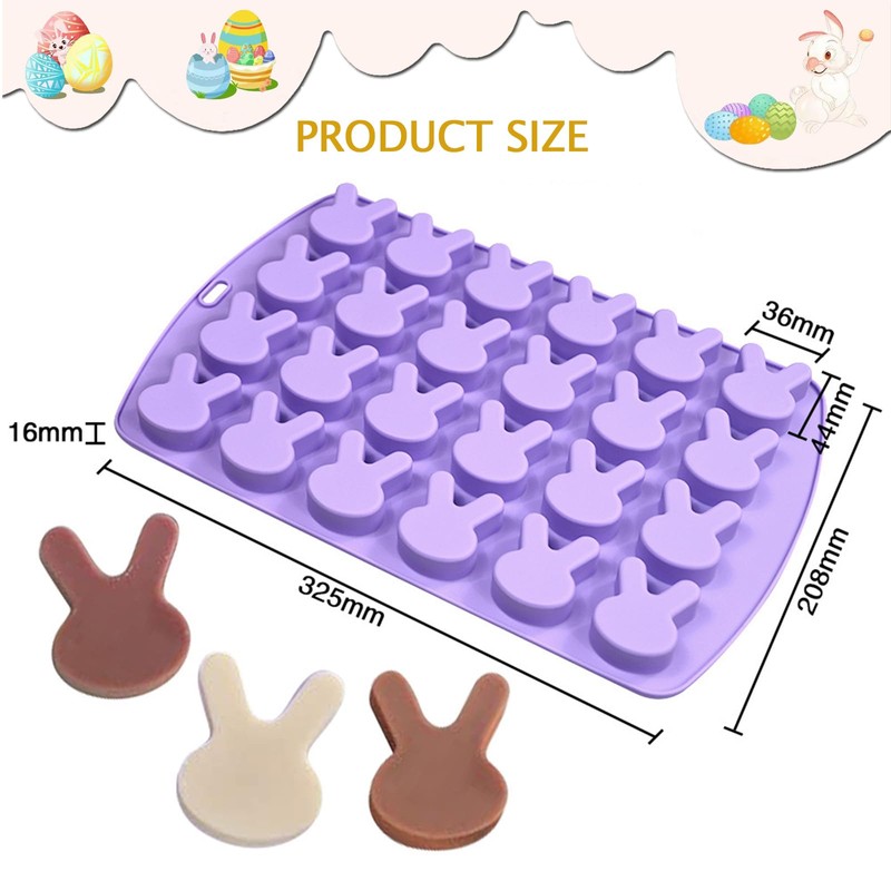 LLchunyun Easter Bunny Silicone Mold for Chocolate 24 Cavities Easter