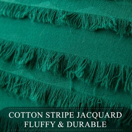 MIULEE Set of 2 Decorative Boho Throw Pillow Covers Cotton Linen Striped Jacquard Pattern Cushion Covers for Sofa Couch Living Room Bedroom 20x20 Inch Green