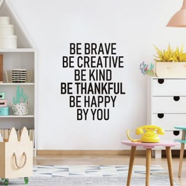 Wall Stickers for Kids, Playroom Wall Decals, Quotes Inspirational Nursery Bedroom School Office, Home Family Vinyl Art Wall Decor, Be Brave Be Creative Be Kind Be Thankful Be Happy Be You 15"X18"