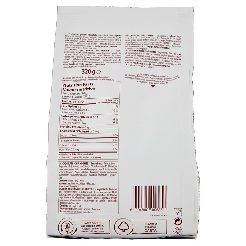 Lago 1968, Frollini con Cacao e Nocciole 320g, Biscotti Frollini