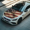 Wetoricau Cross American Flag Pattern Car Hood Cover Weather-Resistant Automotive