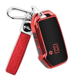 QBUC for Kia Key Fob Cover with Keychain,Car Key Case Shell Protection Fit for Kia K5 Telluride Forte Sportage Soul Seltos, Red, Medium