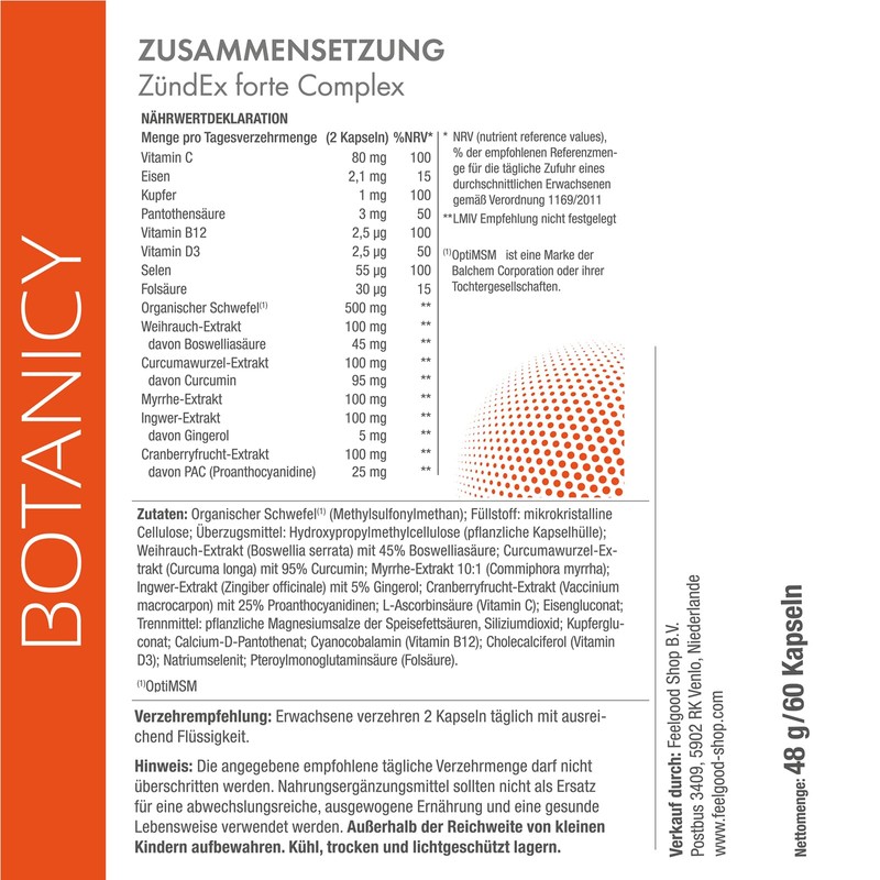 Botanicy BOTANICY Zndex Forte Complex 3er Pack - OptiMSM Hochdosiert,