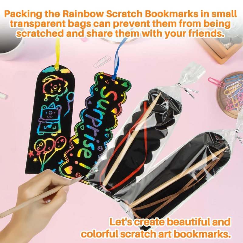 MAQIHAN Scratch Art Bookmarks - 36 Sets 4 Style Making