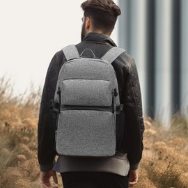 Kono Travel Backpack 25L Large School Bag 15.6 Inch Laptop Rucksack Waterproof Lightweight Carry-ons for Hiking Camping Picnics Holiday with Multiple Pockets (Grey)