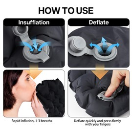 JCSJK Inflatable Travel Seat Cushion, Portabl Airplane Seat Air Mat for Camping Office Chair, and Long Sitting, Waterproof Foldable and Lightweight Seat Pads Fishing Boating Backpacking (Black)