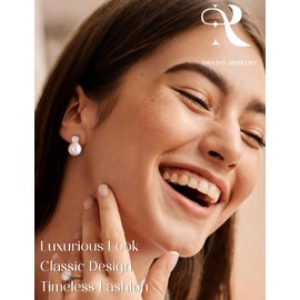 ORAZIO Pearl Clip on Earrings for Women Danlge Fake Trendy Non Piercing Hypoallergenic Cute Pink Bow Gold Plated Clip on Earrings for Women Q