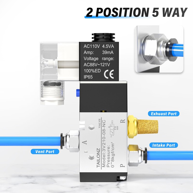 TAILONZ PNEUMATIC 1/4 Inch BSP Solenoid Valve 3V210-08 AC110V Single