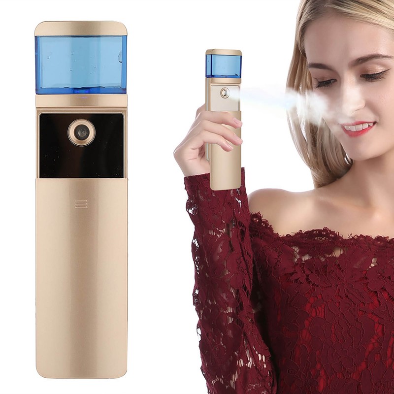 Portable Gold Nano Spray Face Moisturizing Hydrating Steamer Facial Humidifier