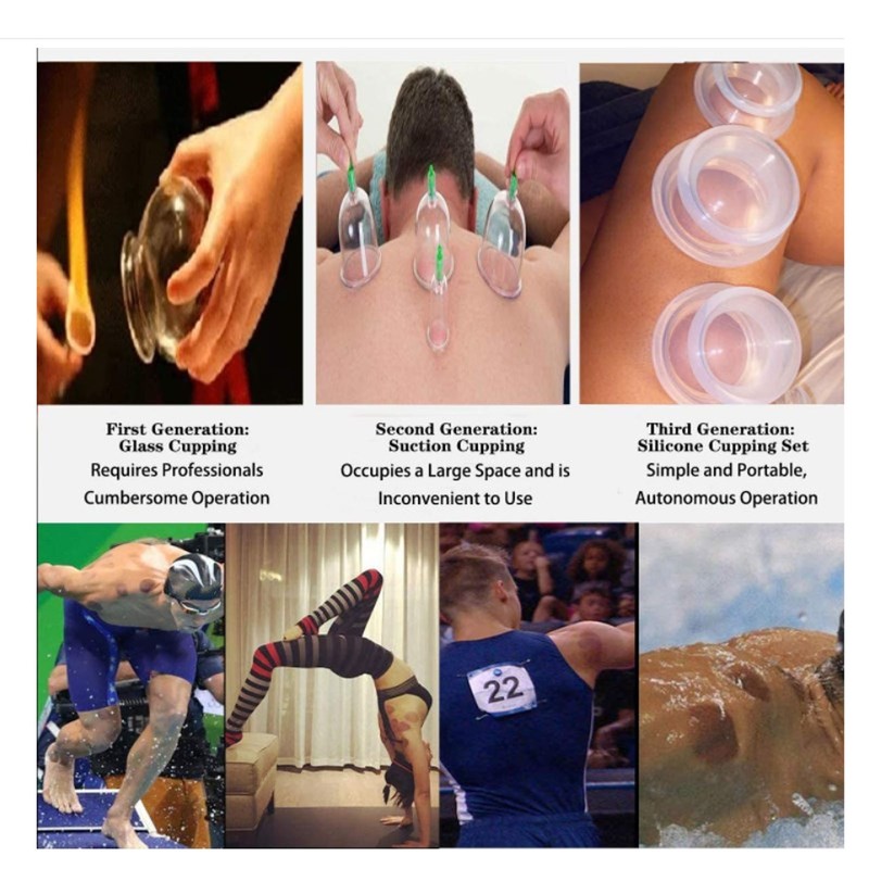 4 Sizes Silicone Cupping Therapy Set Negative Pressure Vacuum Cupping