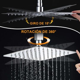 CASAMIEL Regadera Cuadrada de 8 Pulgadas, Cabeza de Ducha de Lluvia de Alta Presión con Acero Inoxidable Anticorrosivo, Cabezal de Ducha de Baño Ahorro de Agua