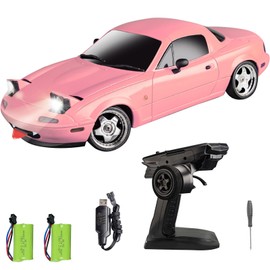 FLYCOLOR LD1804 RC Drift Car 1:18 Scale Mini MX-5 RWD 2.4GHz Miata RC Vehicles with Gyro and LED Lights for Adults Hobby Toys (Pink)
