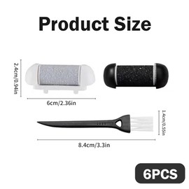 6 Pcs Roller Replacement Heads Replacement Roller Refill Heads with 1 Cleaning Brush Black or White Micro Pedi Replacement Rollers for Callus Removal Compatible with IWEEL ShoRan Essy Etc Foot File