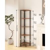 IBUYKE 5 Tier Corner Shelf Stand,Industrial Corner Display Rack,Corner Bookshelf