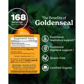 Herb Pharm Certified Organic Goldenseal Liquid Extract for Respiratory System Support - 4 Ounce