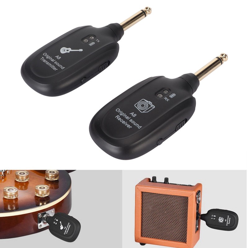 Guitar Wireless System Rechargeable UHF 730MHz 4 Channels Guitar Transmitter