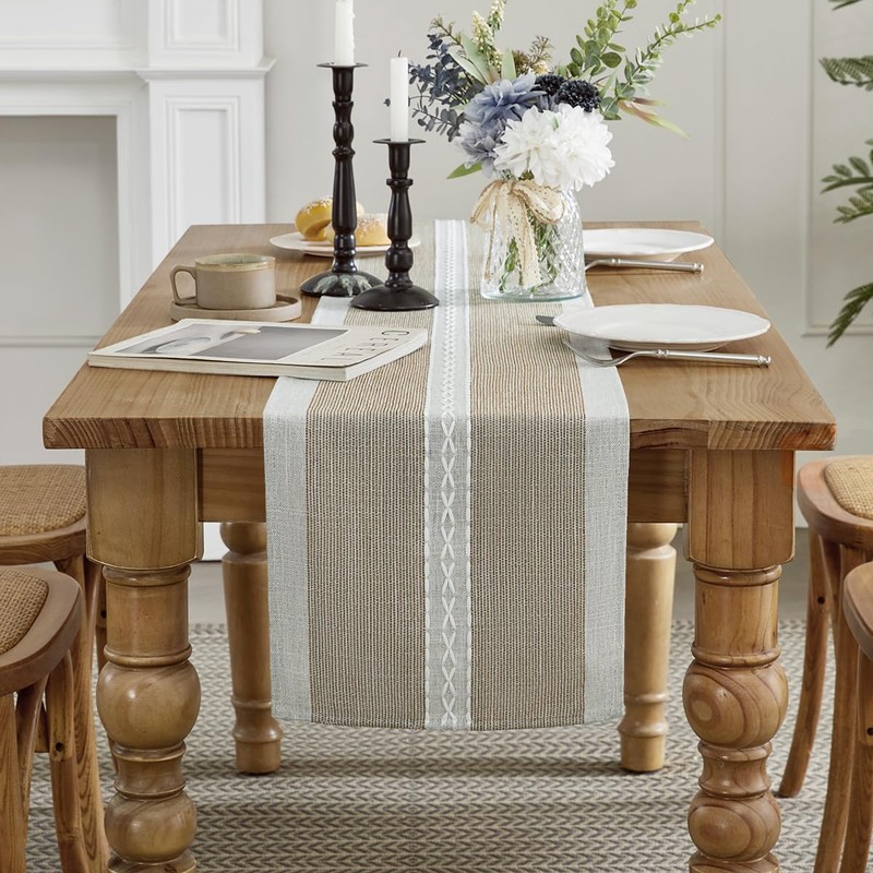 Wracra Embroidered Table Runner Linen Table runners 36 inches Long