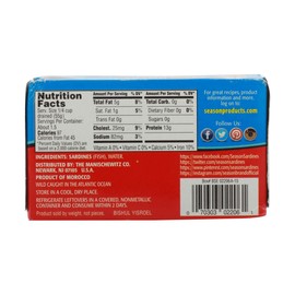 Season Skinless & Boneless Sardines in Water No Salt Added 4.25oz