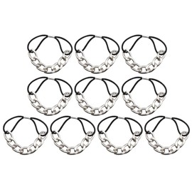 10 Pcs Modern Gold Chain Hair Tie with Dubble strands Elastic Hair Accessories Hair Ropes Fashion Headbands Ponytail Holders Hair Rings Hairband for Girl Lady Color Random (Silver)