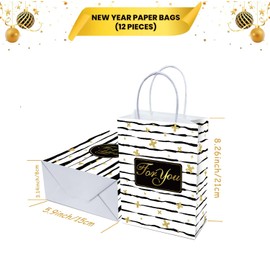 PQCLXUYA 12 Stück Papiertüten Mit Henkel,8.3*5.9*3.1 inch Papiertragetaschen,Geschenktüten, Candy Tüten Papiertüten, Süßigkeiten Tüten mit Drehgriffen Krafttüten für Kinderpartys Feiern Weihnachten