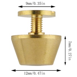 E-outstanding 4Sets Gold Color 1/2" Purse Handbag Feet Nailhead Flat Head Stud Solid Brass Screw-Back Spike Metal Studs Rivet Leather Craft DIY (4pcs Heads + 4pcs 8x3x6mm Screws)