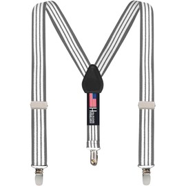 Suspenders for Kids - 1 Inch Suspender Perfect for Tuxedo- Grey and White Striped - (26")