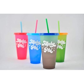 Alpha Phi - Color Changing Cups - Retro Style (24 Ounce, 4 per pack)