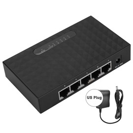 5 Port Fast 10/100/1000Mbps Gigabit Ethernet LAN Hub Network Gigabit Switch  Black