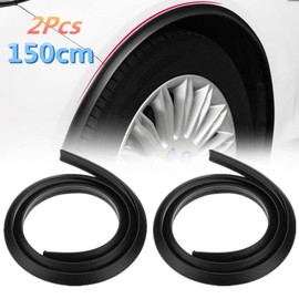 MASO 2Pcs Universal Car Side Fender Wheel Eyebrow Arch Rubber Protector Mudguards,Black,1.5M