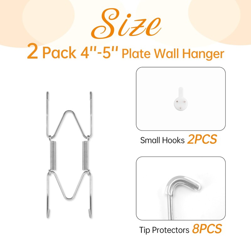 2 Pack Plate Hangers for The Wall, Suitable for 4-5