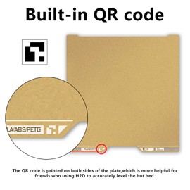 Sahvaim Same as OEM for Bambu H2D/H2S Textured PEI Plate with QR Code, 355x346mm Double Sided Flexible Spring Steel Magnetic Platform Print Bed PEI Sheet for Bambu Lab H2D/H2S 3D Printer(Gold)