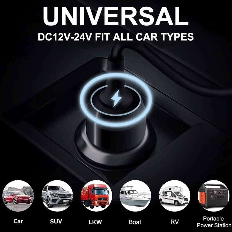 102W Surface Car Charger, HKY 12V-24V DC Car Adapter Compatible