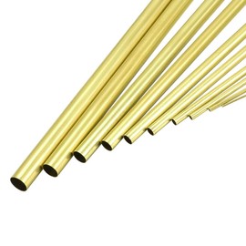 TA-VIGOR 10Pcs Brass Round Tube, 1mm 2mm 3mm 4mm 5mm 6mm 7mm 8mm 9mm 10mm OD x 0.2mm Wall Thickness 300mm Length Metal Seamless Straight Tubing for Home, Refrigerator Capillary Tube