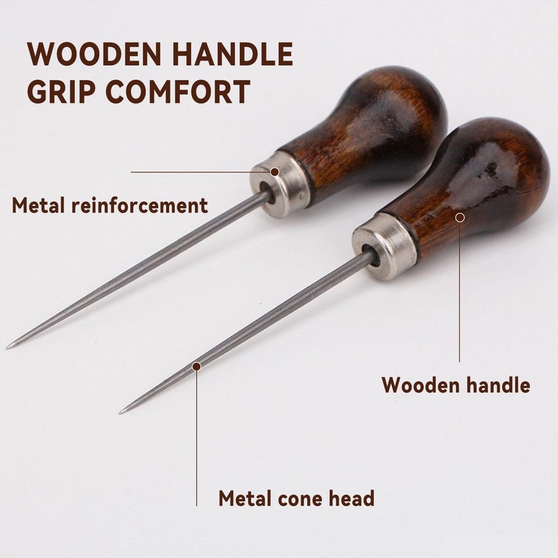 2 Pcs Awl Tool,Alloy Gourd Shape Bradawl Braddle Tool Bradle
