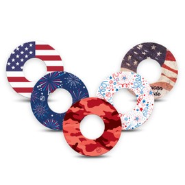 ExpressionMed - Adhesive Patches for Libre 2 (Pack of 5) - Made in The USA, Waterproof, Non-Fraying, Pre-Cut CGM Sensor Tapes (July 4th 2025)