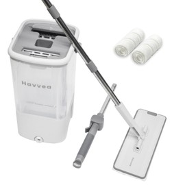 Flat Mop and Bucket System with Wringer Set, Wet Dry Separation Mop and Bucket Set for Hardwood, Vinyl Tile Floor, Wall Cleaner Mop for Household&Commercial Cleaning (Grey)