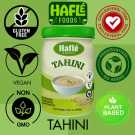 Hafle Tahini Paste for Hummas 28.2oz (800g) – Jordanian Sesame Seed Paste, Ideal for Hummus, Baba Ganoush, Sauces & Dressings – Non-GMO, Vegan, Gluten-Free, No Preservatives